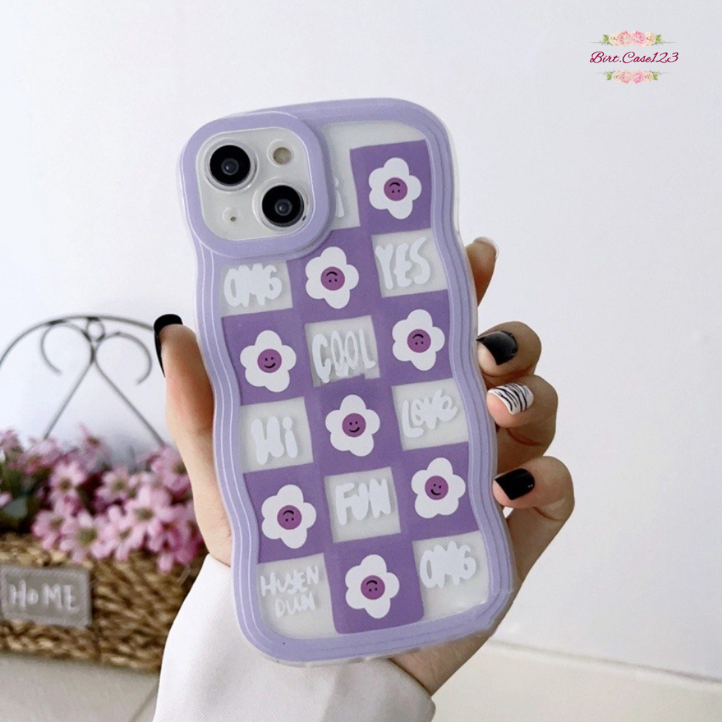 CUSTOM SOFTCASE WAVE GELOMBANG CLEAR CUSTOM FLOWERING FOR IPHONE 7 8 7+ 8+ X XS XR XS MAX 11 12 13 14 PRO MAX PLUS BC7661