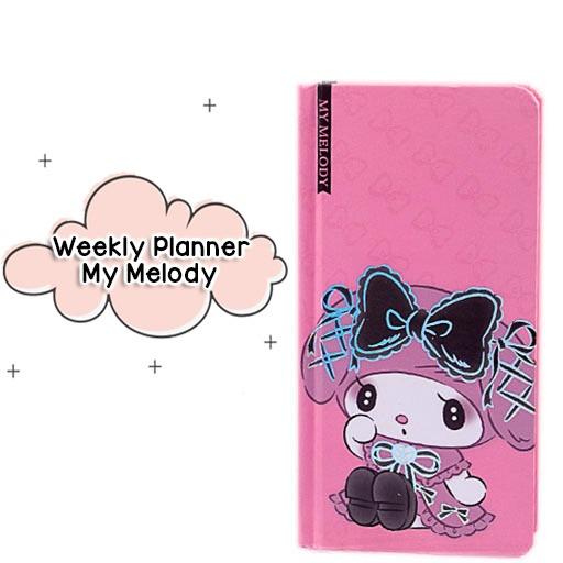 WEEKLY PLANER MEMO BUKU TULIS DIARY JOURNALING ISI 96 LEMBAR MOTIF KUROMI MIDNIGHT MY MELODY PINK @banyak