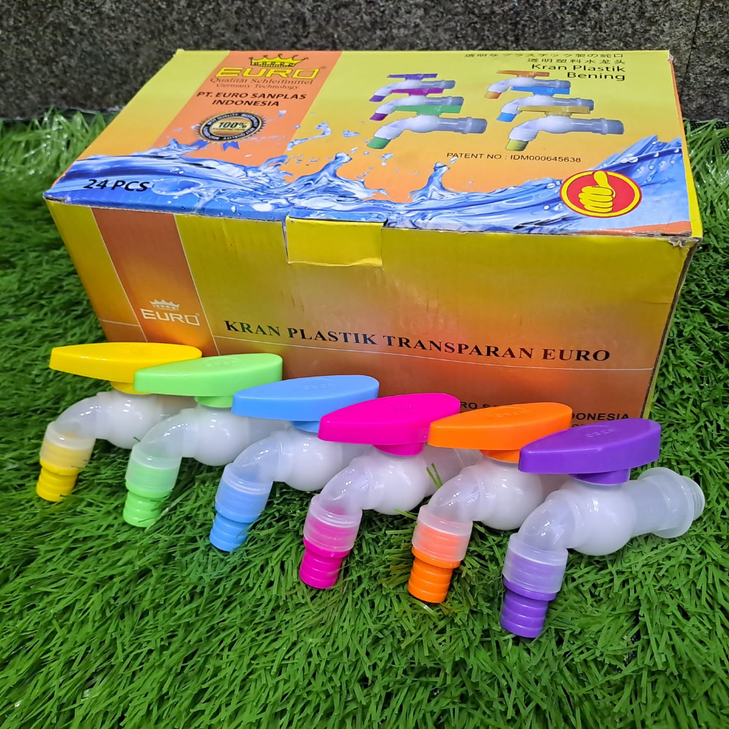 Kran Keran Air Tembok dan Taman Model Engkol Transparan Plastik PVC Warna Warni Ukuran drat 1/2 inch dan 3/4 inch Bisa pasang