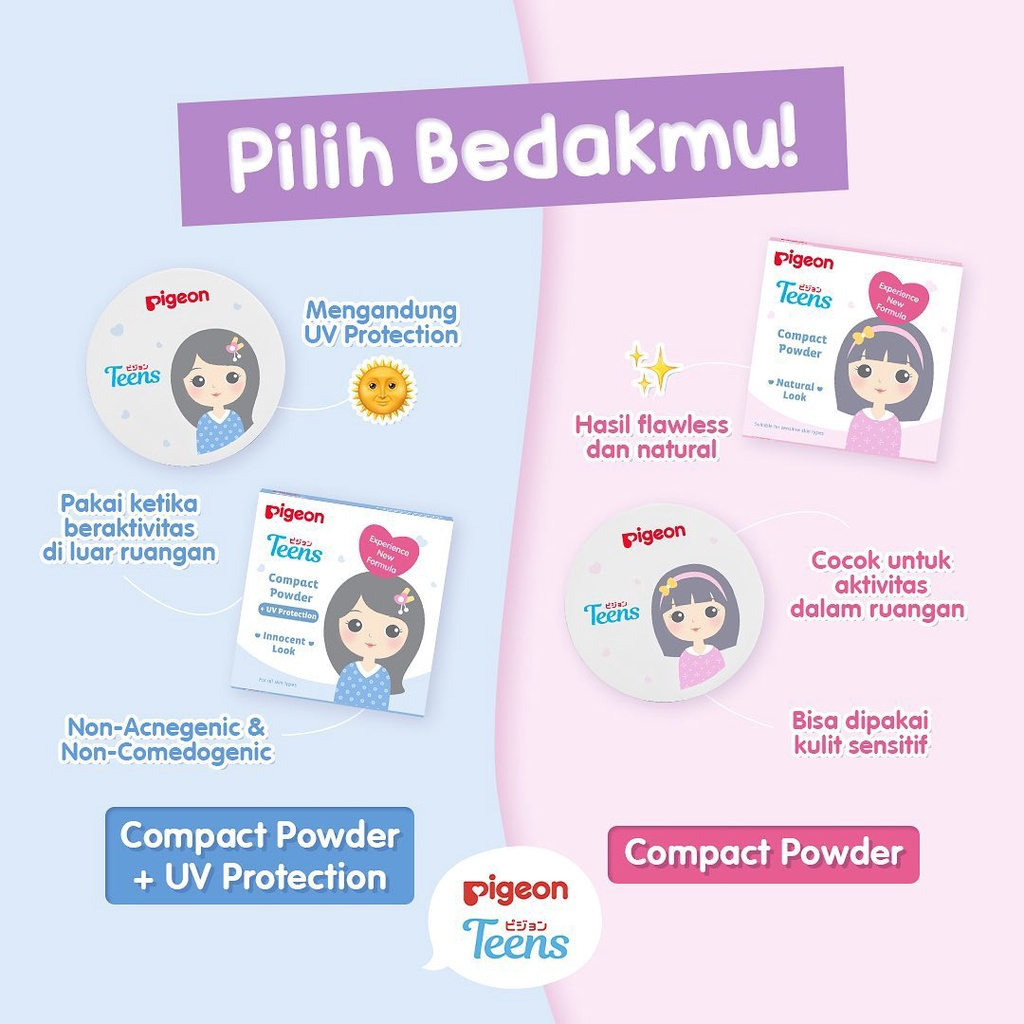 PIGEON TEENS MURAH COMPACT POWDER + UV PROTECTION / POWDER SQUALANE BEDAK PADAT DEWASA REMAJA