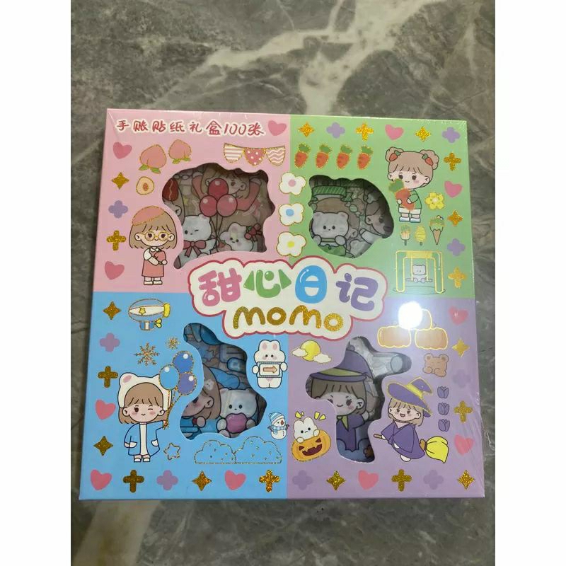 

Sticker Waterproof Sticker Momo 1 box Isi 100 Lembar Aesthetic Waterproof