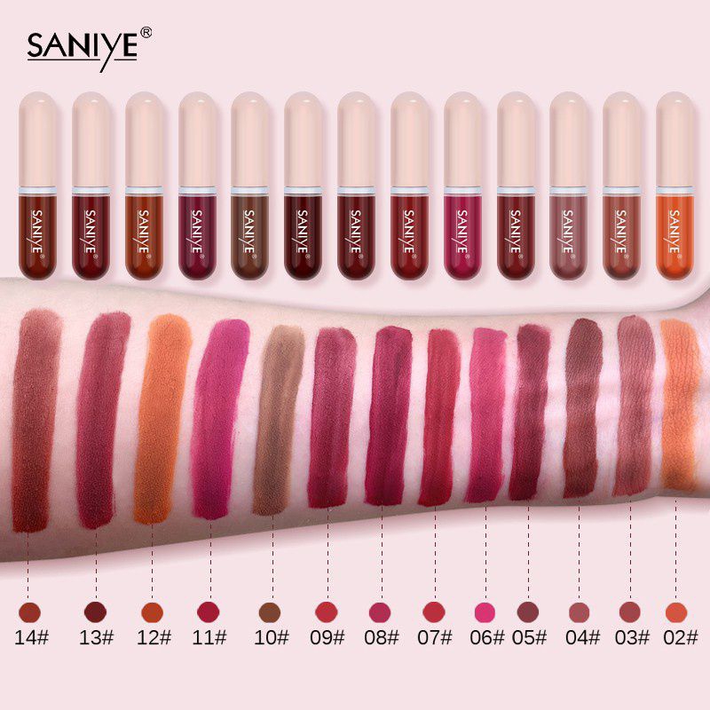 SANIYE BPOM Lipstik Matte 14 Colour Velvet Long Lasting Waterproof Matte