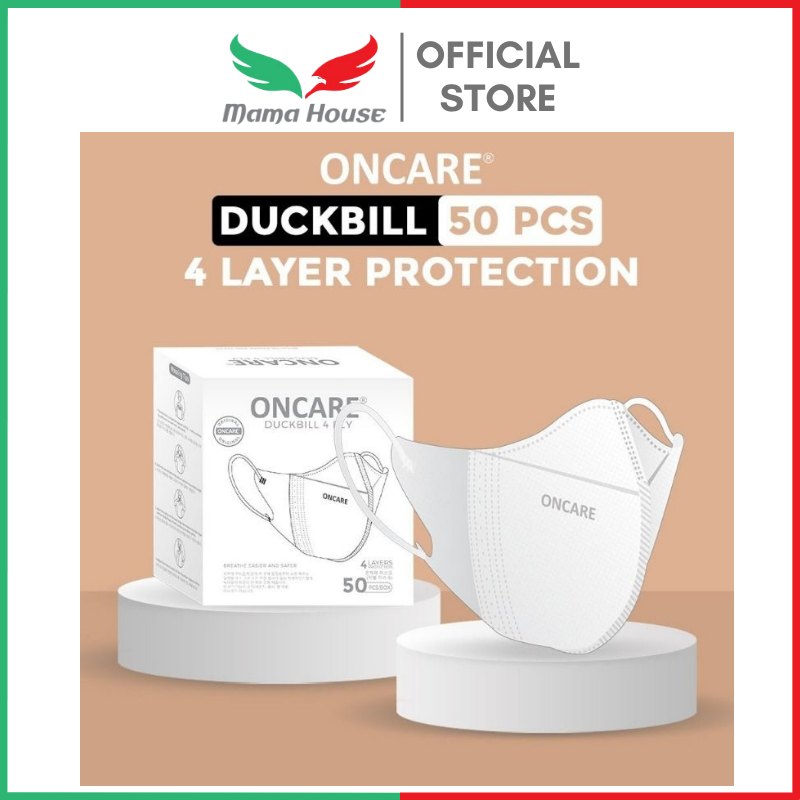[MH] Masker Duckbill Putih Hitam ONCARE 50 Pcs 4PLY