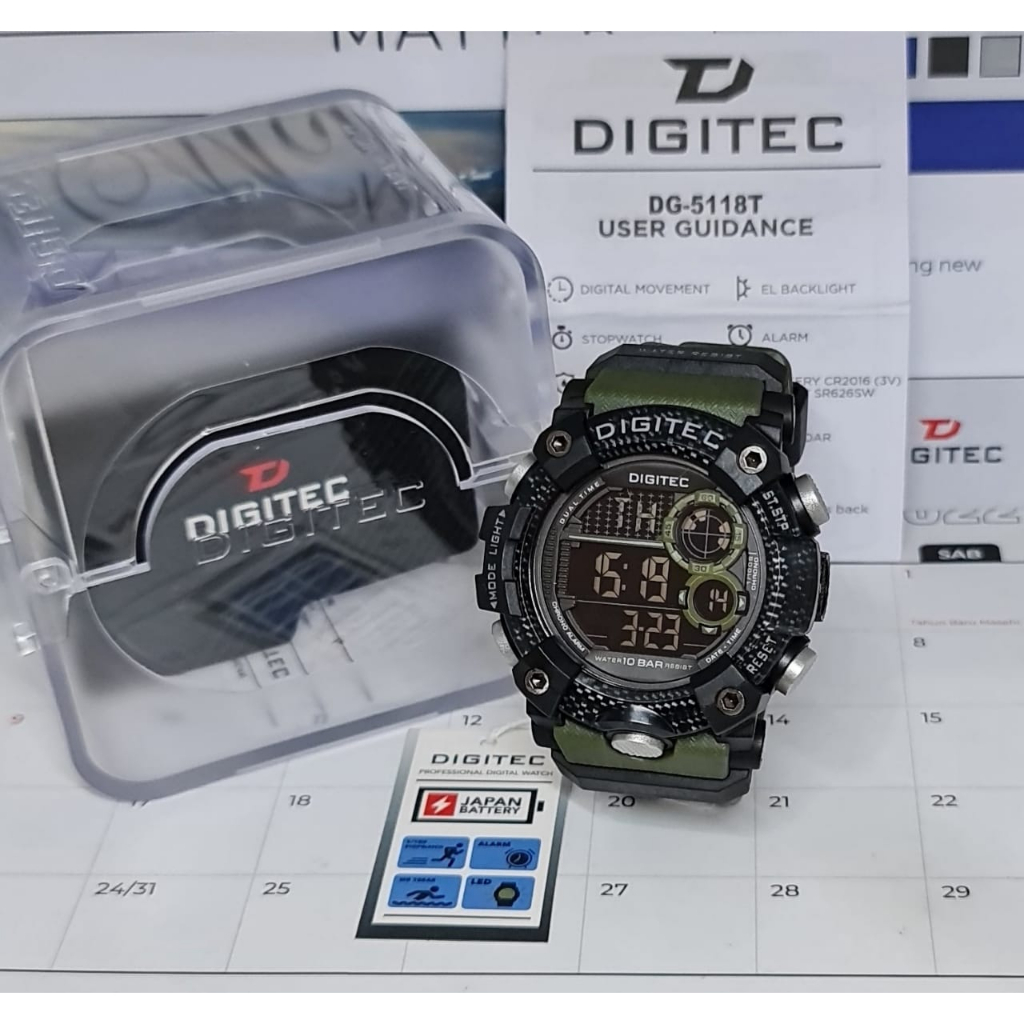 Jam Tangan Pria ORI DIGITEC DG 5118 / DG-5118T / DG 5118T / DA 5118 Original Watch Digital Water Res