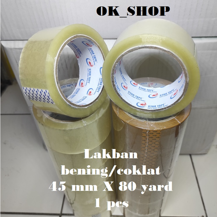 

Lakban Star Tape 1 pcs Bening Coklat 45 mm x 80 yard Tebal Berkualitas Bisa COD