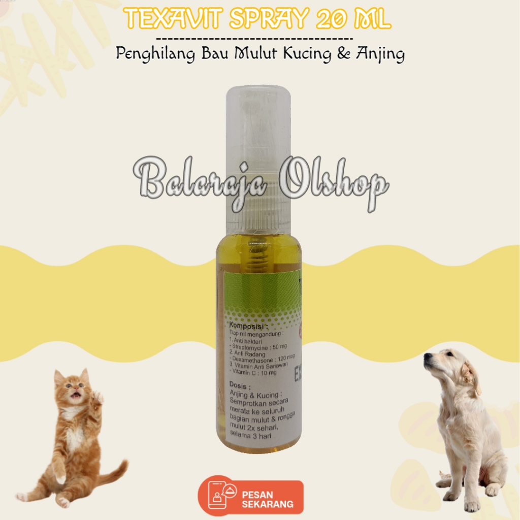 TEXAVIT - Obat Spray Sariawan Bau Mulut Radang Mulut Kucing Anjing Cat Dog