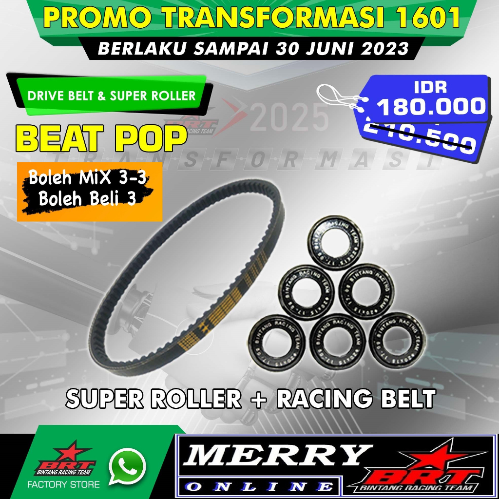 Promo 1601 Paket Super Roller + Vanbelt V Belt BRT Honda Beat Pop Beat ESP Vario 110 esp Beat ECO ESP K44