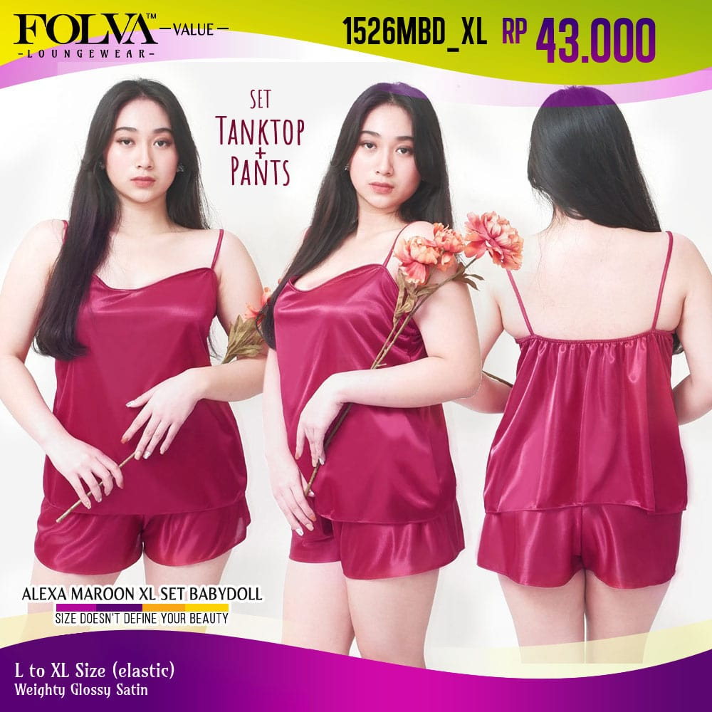 FOLVA Tanktop dress atasan celana pendek wanita satin XL jumbo