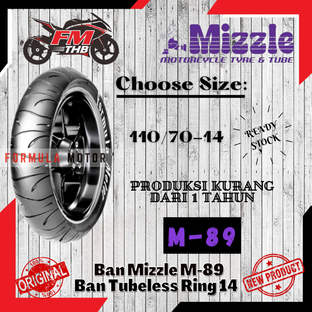 Ban Mizzle 110/70 Ring 14 Tubles (Pilih Tipe) - Ban Motor Mizzle Ring 14 Tubles