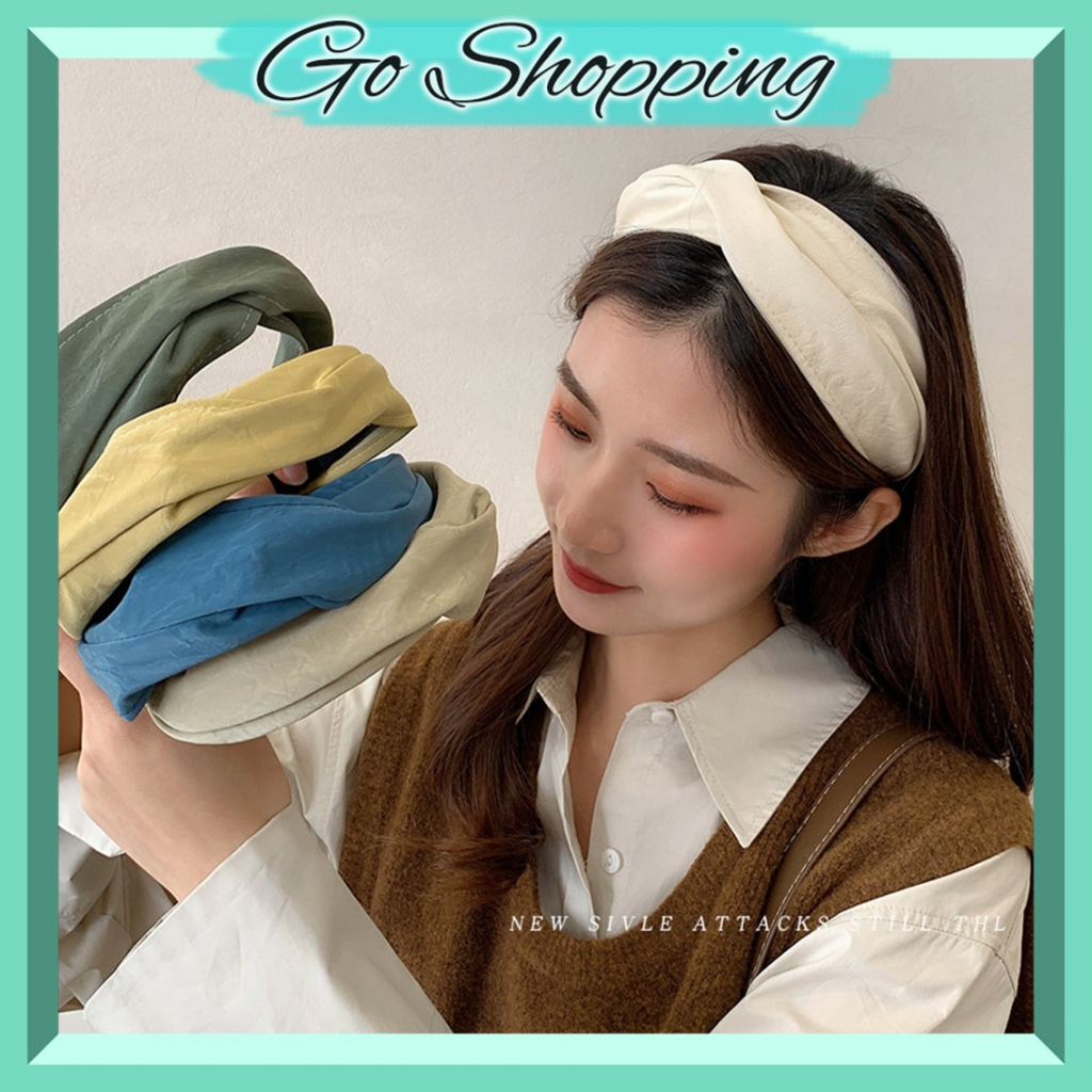 GO!BD1130 Bandana Serut Wanita Bando Scrunchie Korea Headband Kain Satin Kerut Cantik Fashion