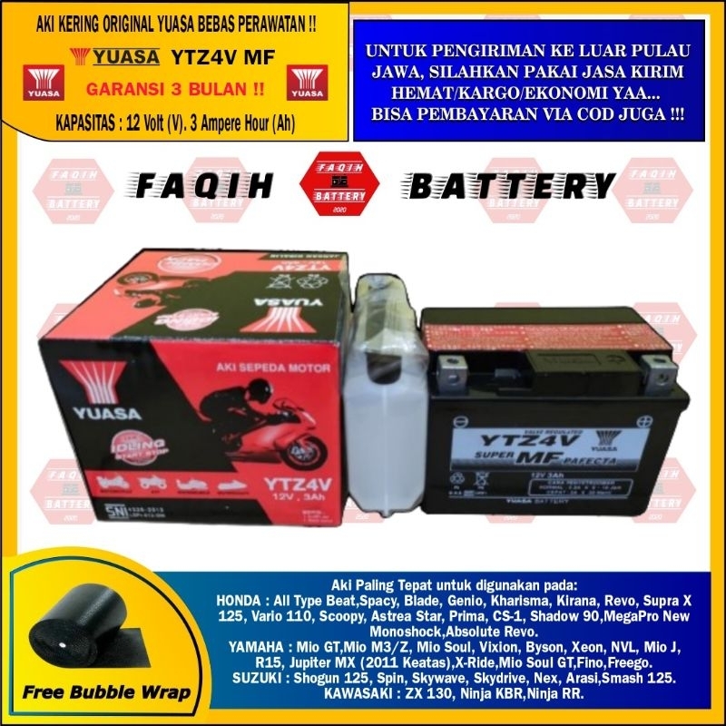 AKI MOTOR JUPITER MX NEW, VIXION, XEON, BYSON, X-RIDE, FINO YTZ4V YUASA MF