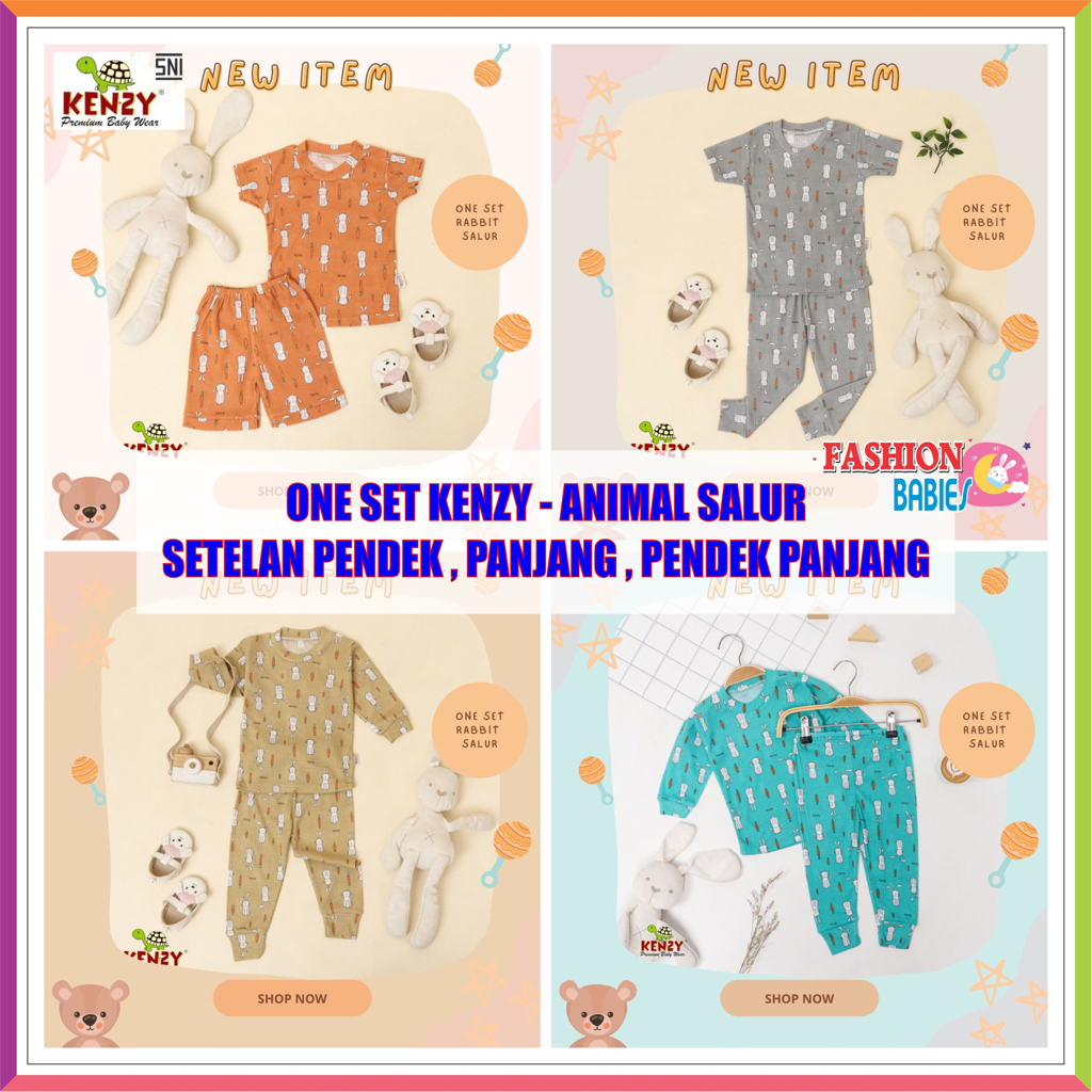 KENZY ONE SET ANIMAL SALUR | SETELAN PENDEK SETELAN PANJANG SETELAN PENDEK PANJANG NEWBORN S M L