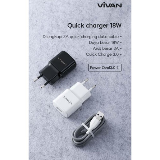 Charger Tipe C Vivan 18W Power Oval 3.0 II Original Fast Charging Type C Quick Charge 3A by.sultan