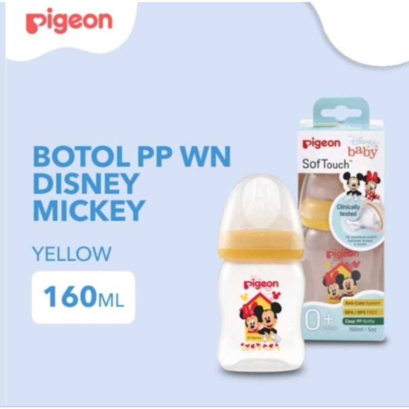 ORIGINAL PIGEON Botol PP Clear Wide neck 160ml Mickey Minnie 240ml / Botol Pigeon Wideneck Peristaltic Plus Disney