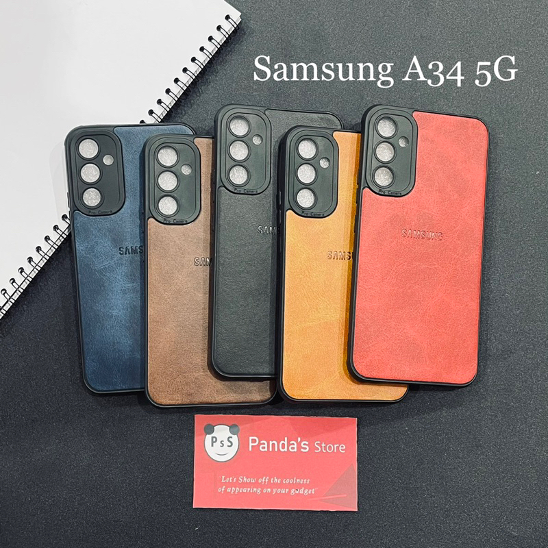 Leather Case Samsung A34 5G Softcase Kulit Elegan Casing Slim Fit