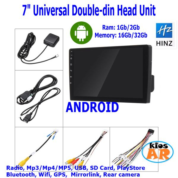7" inch Head Unit Android Double Din Universal Ram 1Gb/2Gb Memory 16/32Gb