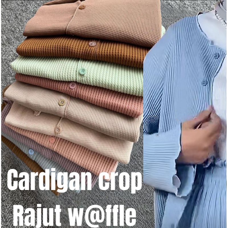 [COD] Cardigan Crop Rajut waffle WANITA KOREAN Terlaris