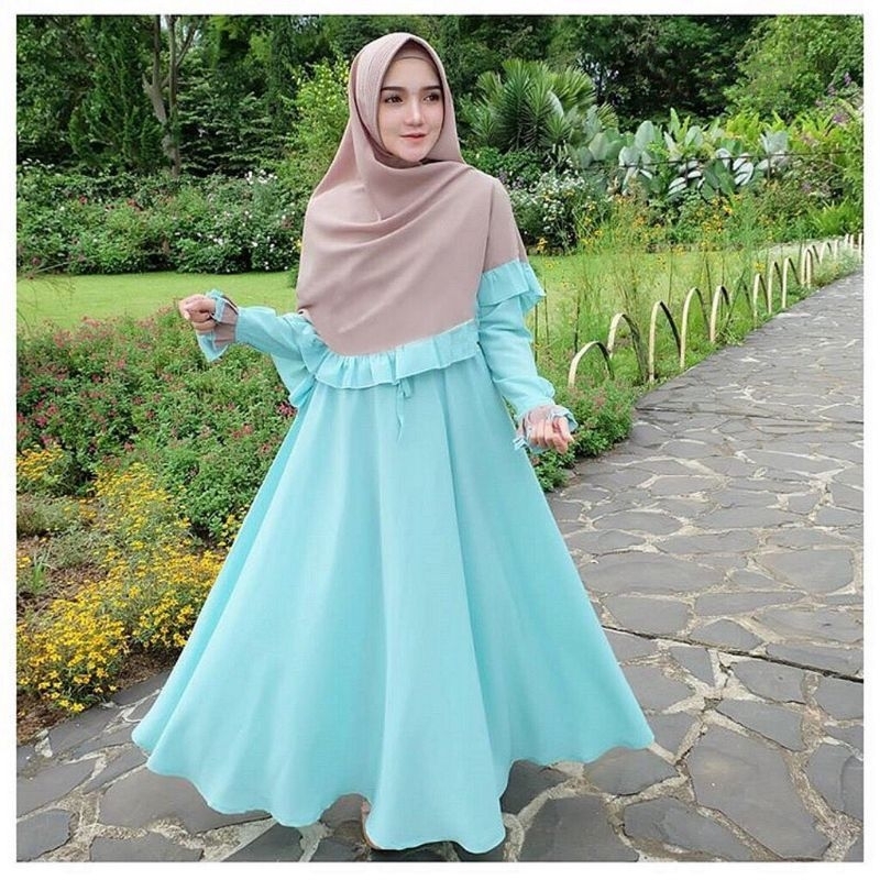 Gamis muslimah syar'i set hijab / Dress syari set jilbab / Monalisa dress set khimar syari / Baju ga