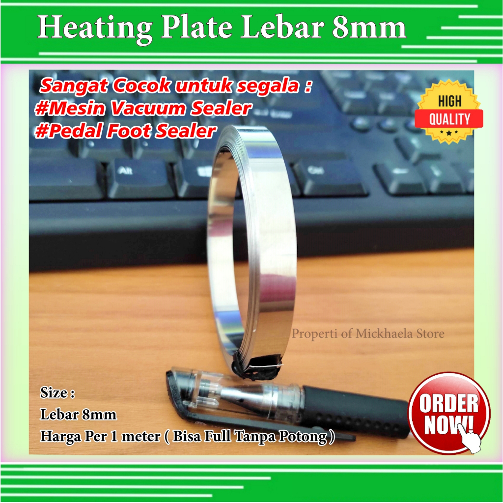 Heating Plat Pemanas Mesin Vacuum Sealer Pedal Food Sealer Lebar 8mm