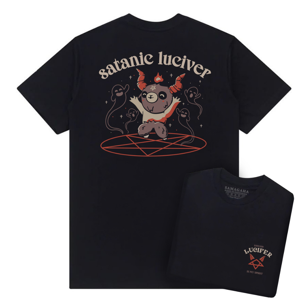 Kaos Satanic Lucifer 666 Cartoon Baju Satanic Black Baju Distro Pria