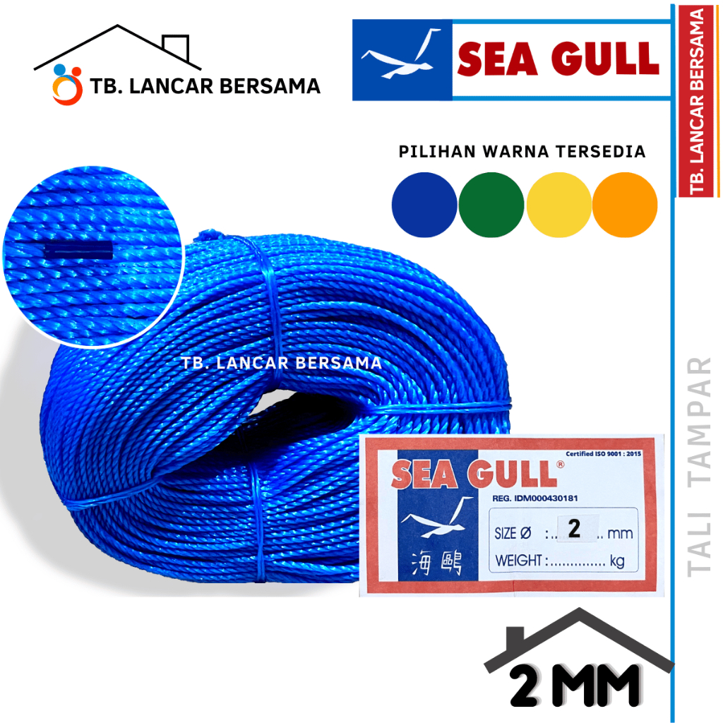 TALI TAMPAR 2MM SEAGULL PER ROLL 200 METER PE PP NYLON