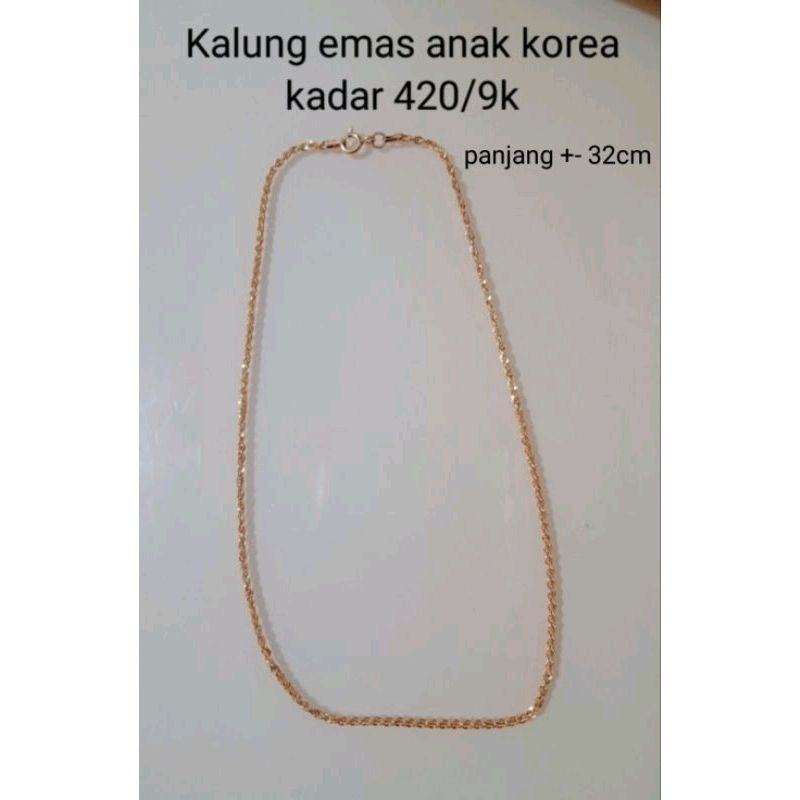 Kalung emas Korea / tambang anak U B S kadar 420/9k