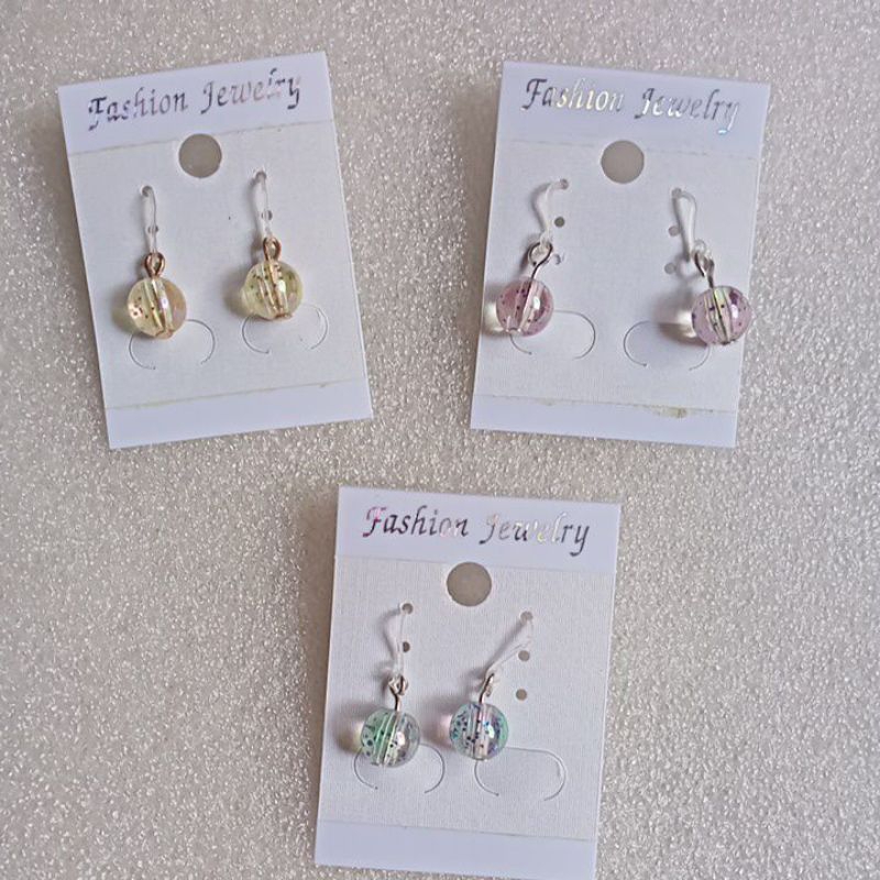 Anting anak mutiara glitter anting juntai kait plastik