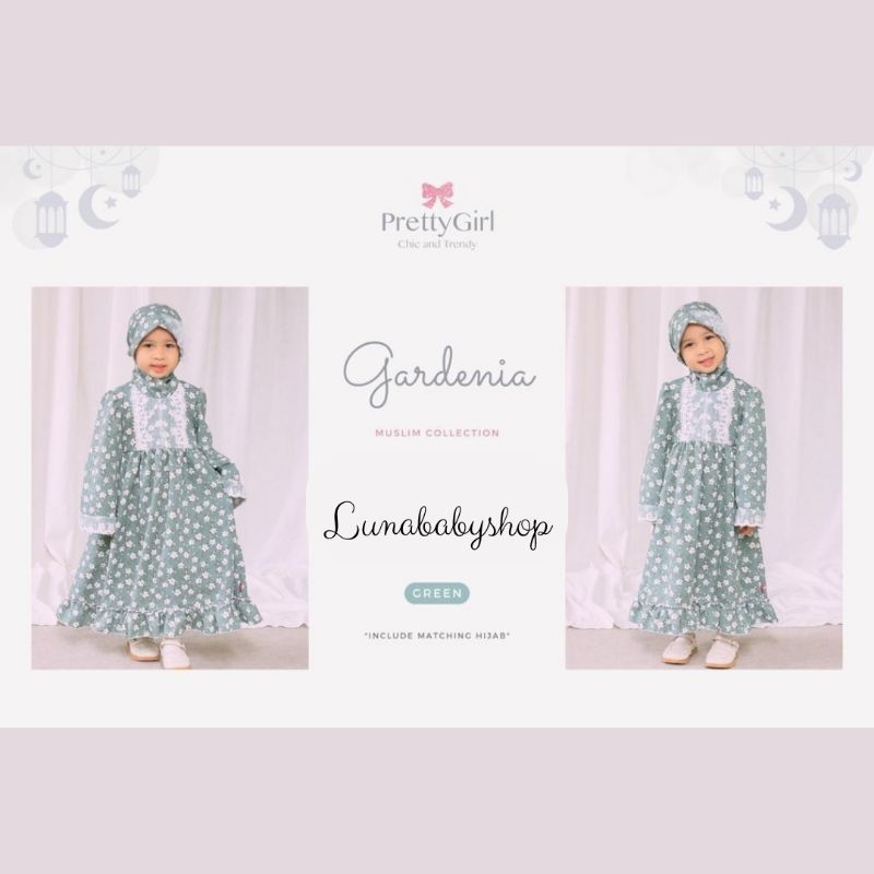 Pretty Girl-Gardenia Muslim Dress in Green/Gamis Anak 1-3Tahun