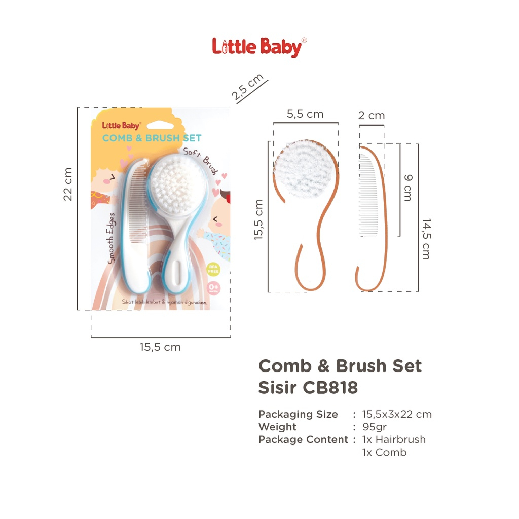Little Baby Comb &amp; Brush Set Sisir 2 in 1