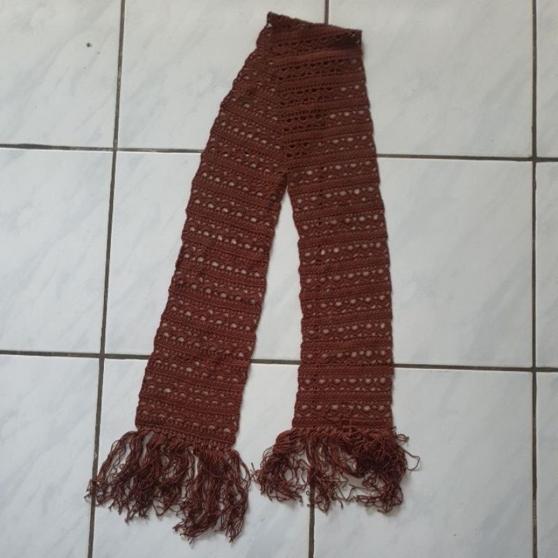 SYAL RAJUTAN HANDMADE COKLAT