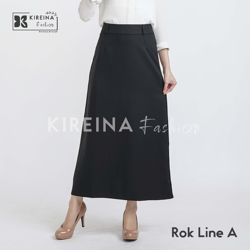 Rok Kerja Wanita Line A Formal Kantoran Bahan Dasar - KIREINA FASHION