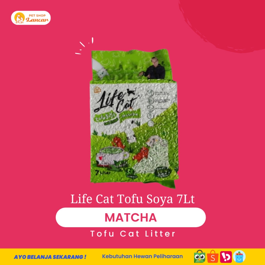 Life Cat Tofu Soya 7 Liter Pasir Kucing Gumpal Wangi Matcha