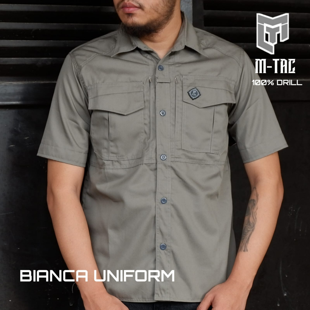 M-tac Kemeja Tactical Pria Lengna Pendek Cotton Drill Baju kemeja Lapangan Outdoor Terbaru