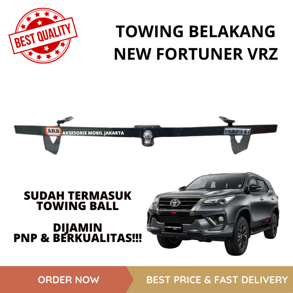 TOWING BAR BELAKANG NEW FORTUNER VRZ - BESI PENGAMAN BUMPER BELAKANG MOBIL FORTUNER