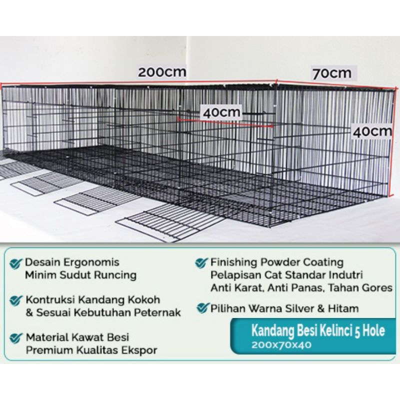 Kandang Kelinci Galvanis 5 Hole