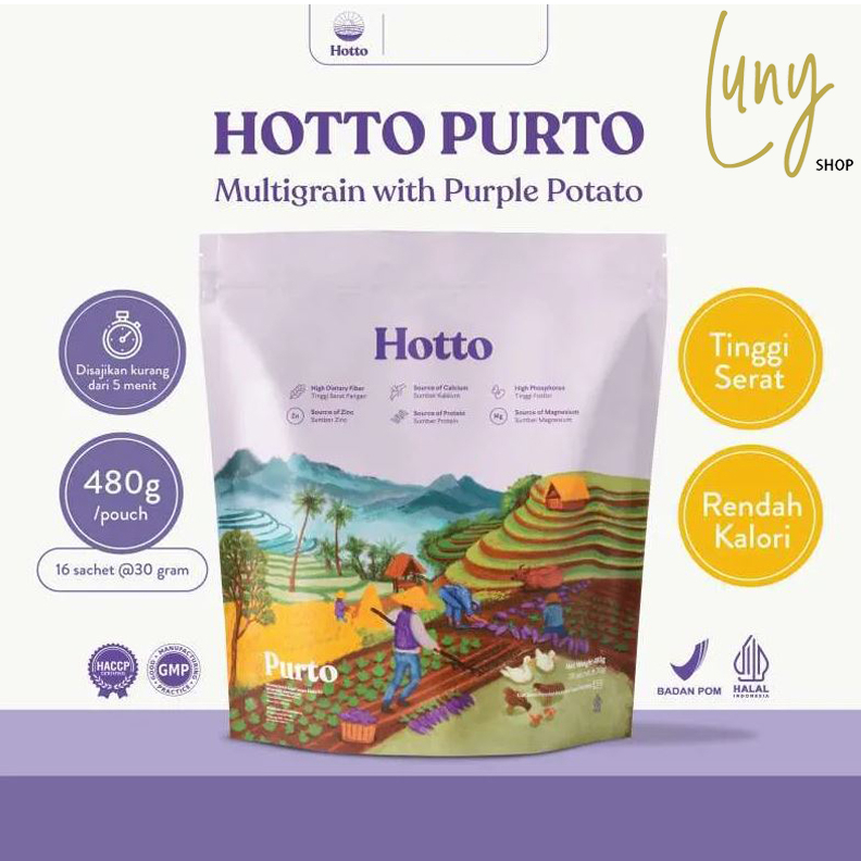 

HOTTO PURTO MULTIGRAN SUPERFOOD SERAT ALAMI SEREAL ORIGINAL HALAL DIABETES 1 POUCH ISI 16 SACHET COD