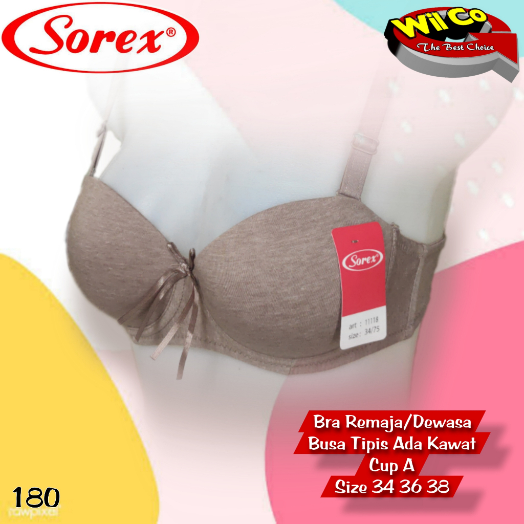 K180 - BRA/BH WANITA SOREX BUSA TIPIS ADA KAWAT DUA PENGAIT SIZE 34-38 CUP A