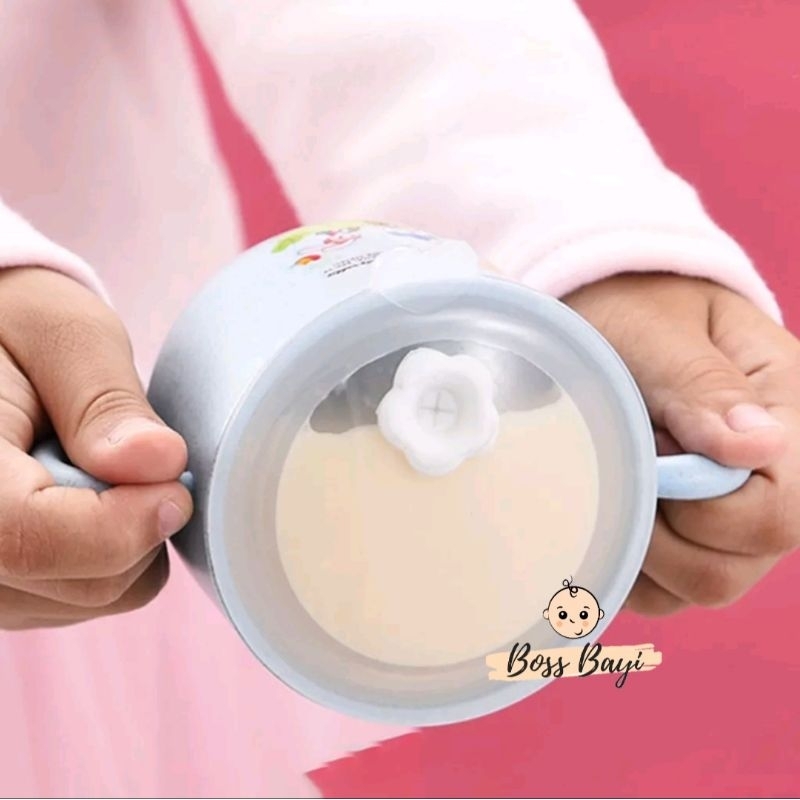 BOSS BAYI - Training Cup ELEPHANT /Gelas Anti Tumpah Anak dengan Sedotan dan Tutup Silikon