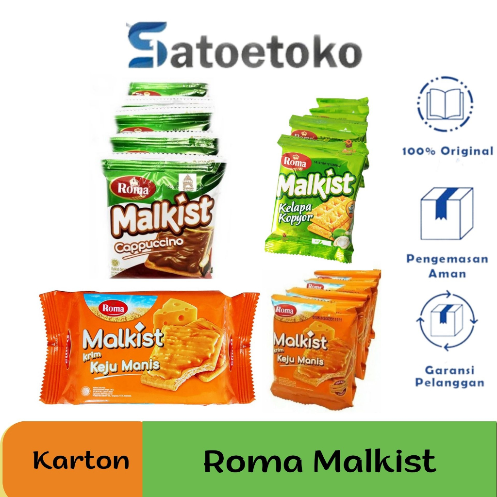 

ROMA MALKIST (CAPPUCCINO, KELAPA KOPYOR, KEJU MANIS) - KARTON