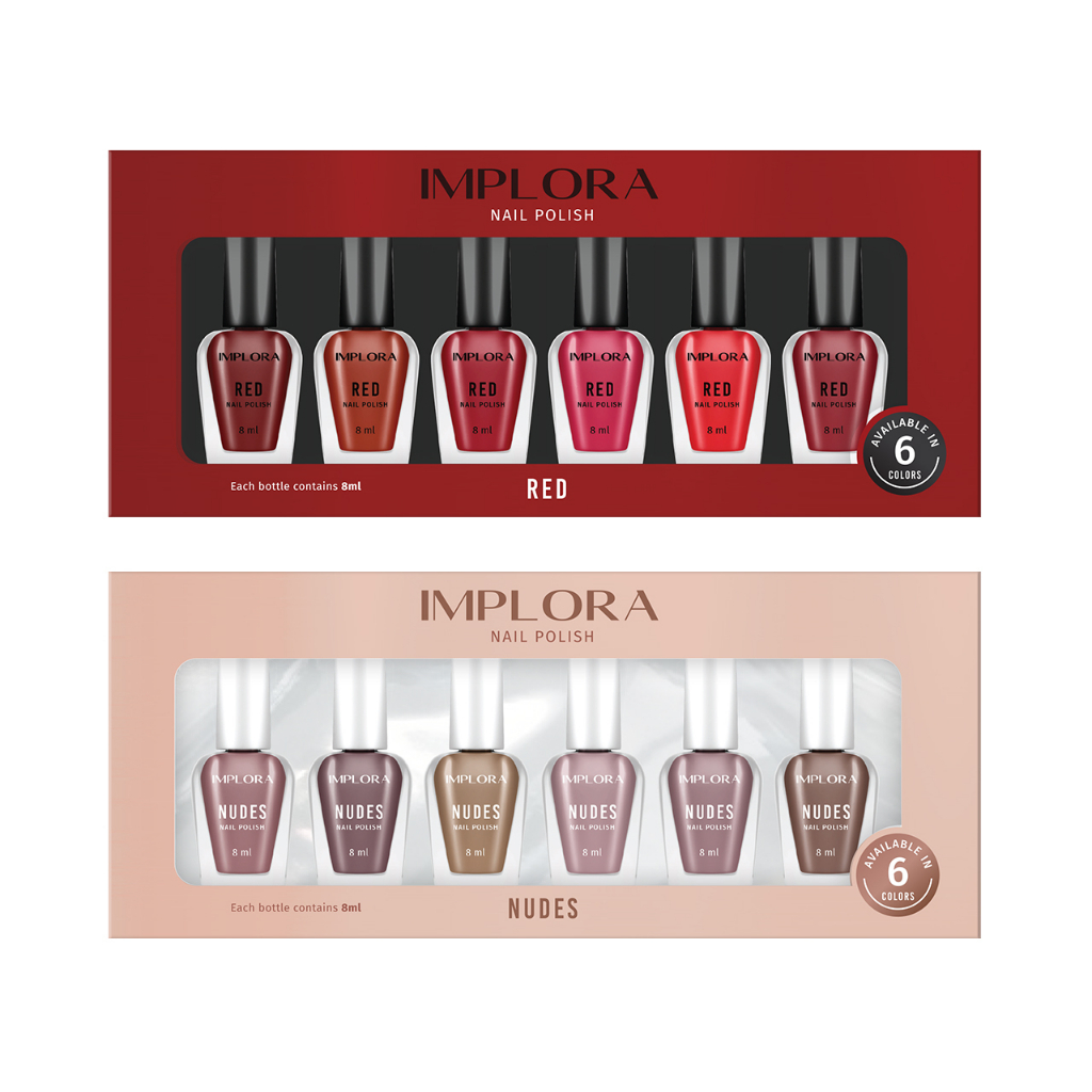 Implora Red Nude Nail Polish Package - 12 pcs