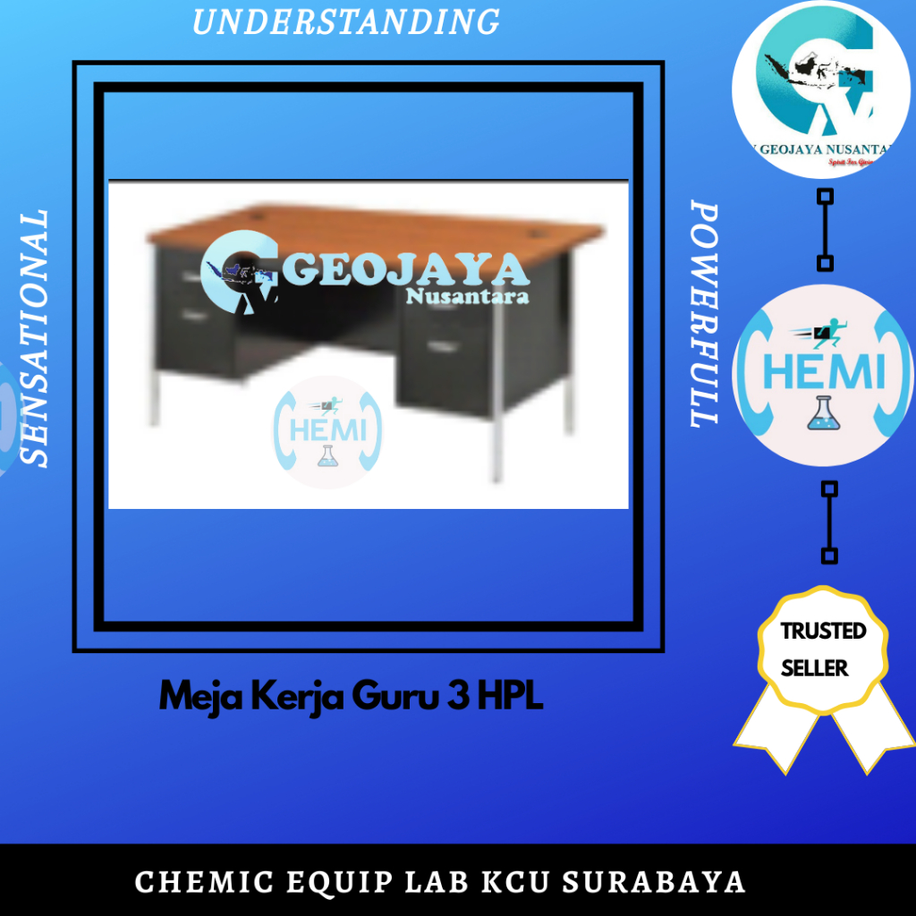 Meja Kerja Guru 3 HPL Rangka Besi Hollow Lapis Epoxy
