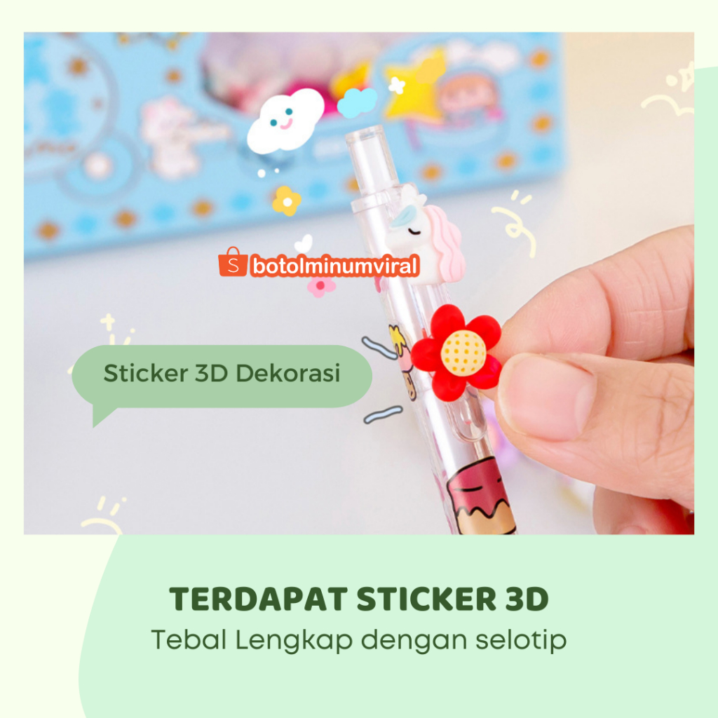 Sticker Momo DIY Pen Bolpen Viral Scrapbook Stiker 2D 3D Korea Hadiah