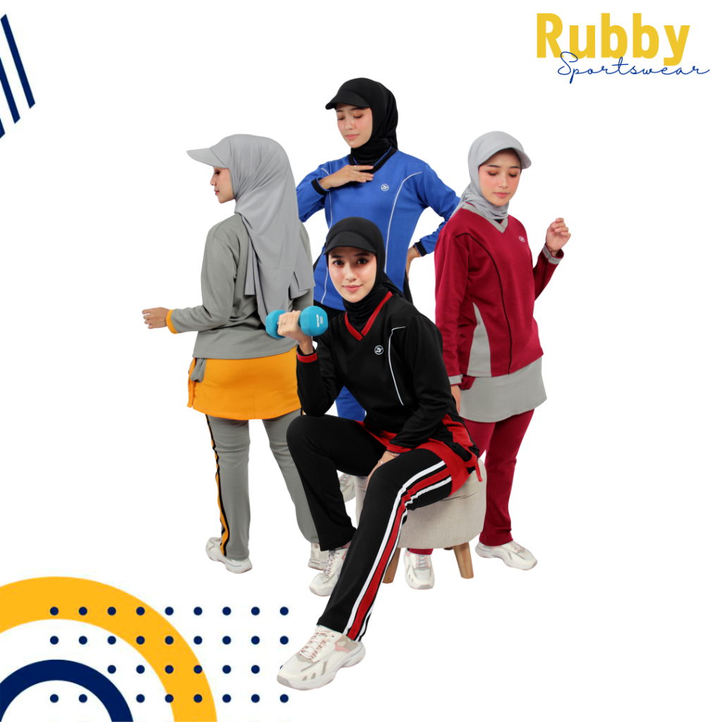 Rubby Set Olahraga l Pakaian Olahraga Muslimah l Sportwear Zaneva l Olahraga Lari Bersepeda Workout Jogging