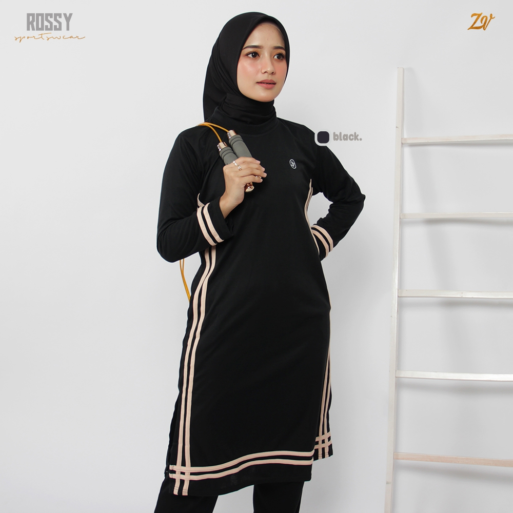 Rossy Set Olahraga l Pakaian Olahraga Muslimah l Sportwear Zaneva l Olahraga Lari Bersepeda Workout Jogging