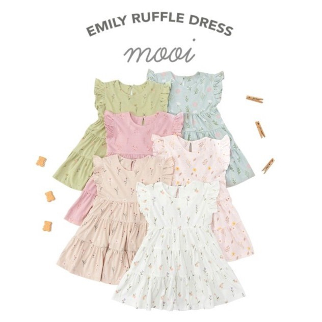 Baju Bayi Dress Anak Perempuan Mooi Emily Ruffle Dress 1-3 Tahun