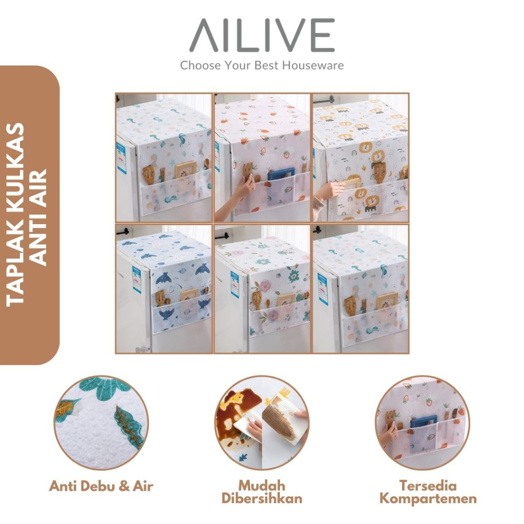 AILIVE Taplak Kulkas Waterproof Anti Air PEVA Premium Alas Sarung Penutup Refrigerator Pelindung Kulkas Bahan Tebal