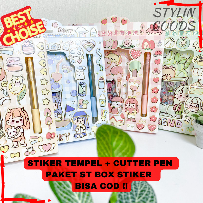 

KODE : ST STICKER TEMPEL BENING MOTIF CEWE CUTE / STIKER ANTI AIR 1 SET DENGAN CUTTER PEN PEMOTONG STIKER BISA COD TERMURAH