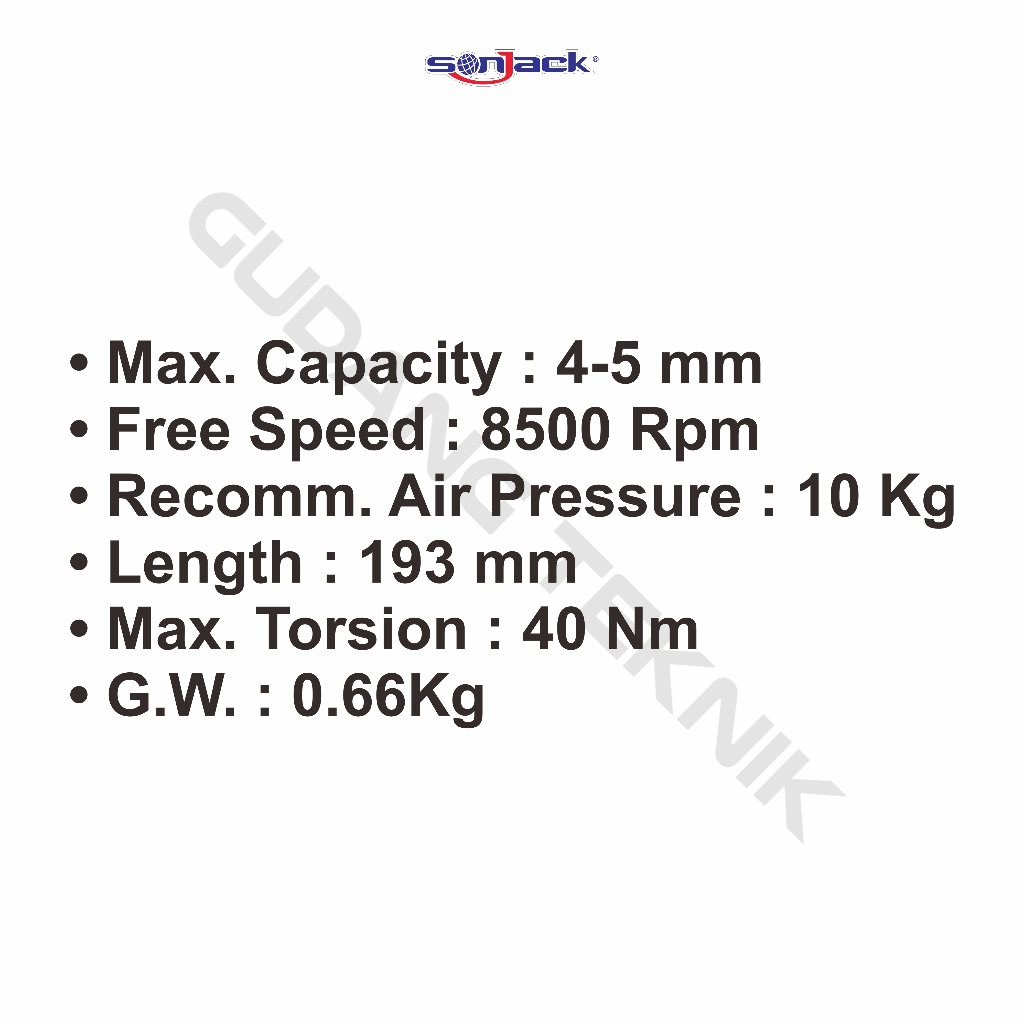 Obeng Angin Kompresor Impact SONJACK ASD-5HS90 / Air Impact Screwdriver 90derajat ASD5HS90 - Pengatur Sekrup SONJACK