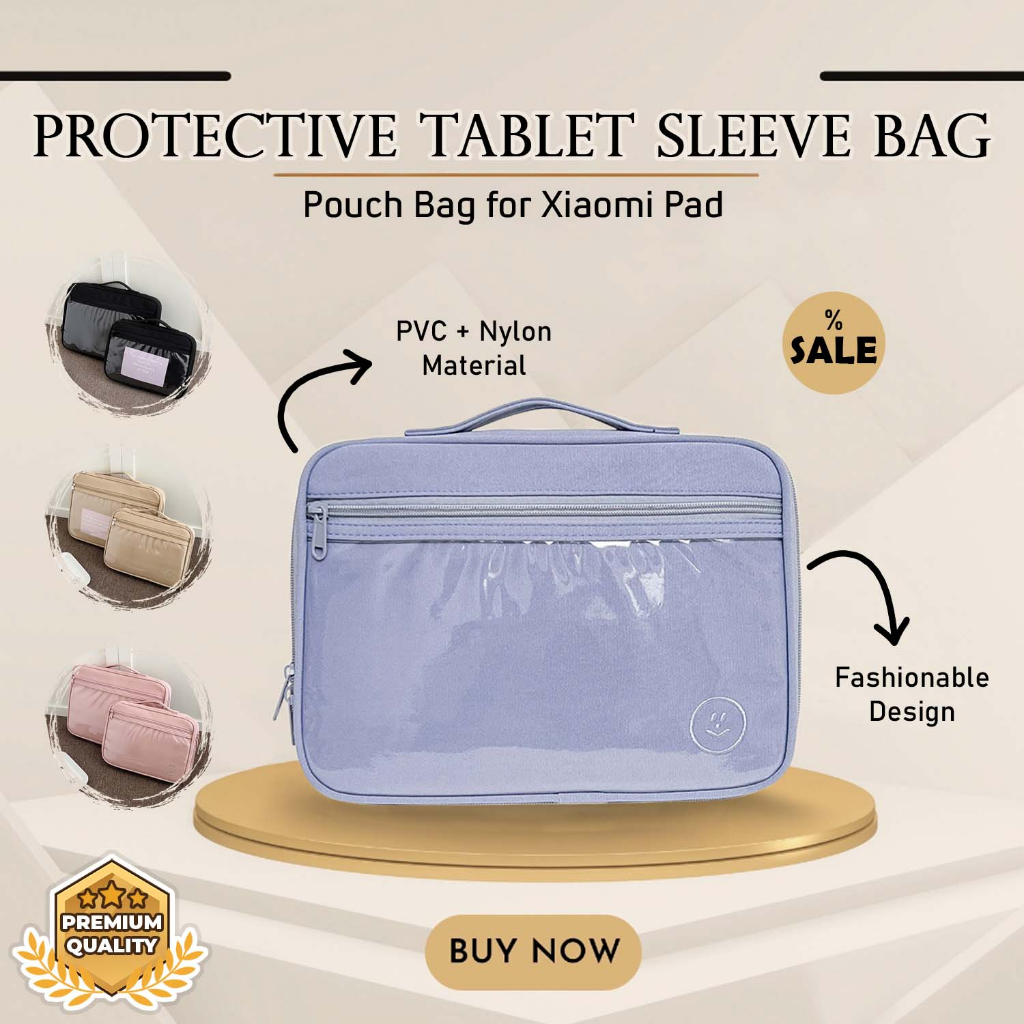 Tas Pouch Bag for Xiaomi Pad 5 MiPad Sleeve Bag Smile PVC Transparant Sleevebag Kerja Kuliah Kantor 
