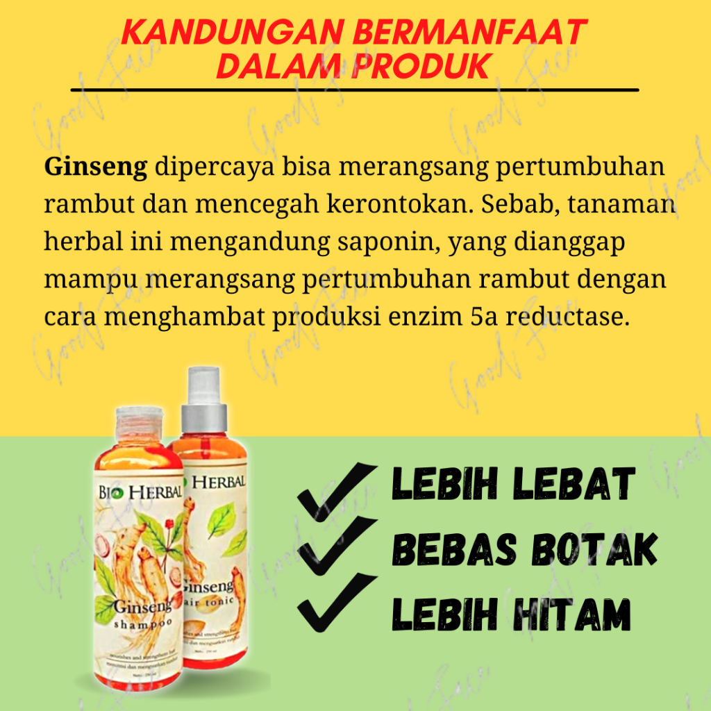 BIO HERBAL GINSENG PAKET SHAMPOO - HAIR TONIC - PENUMBUH RAMBUT BOTAK - TONIC RAMBUT PENUMBUH RAMBUT